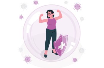 схематичне зображення жінки, яка захищена своїм імунітетом