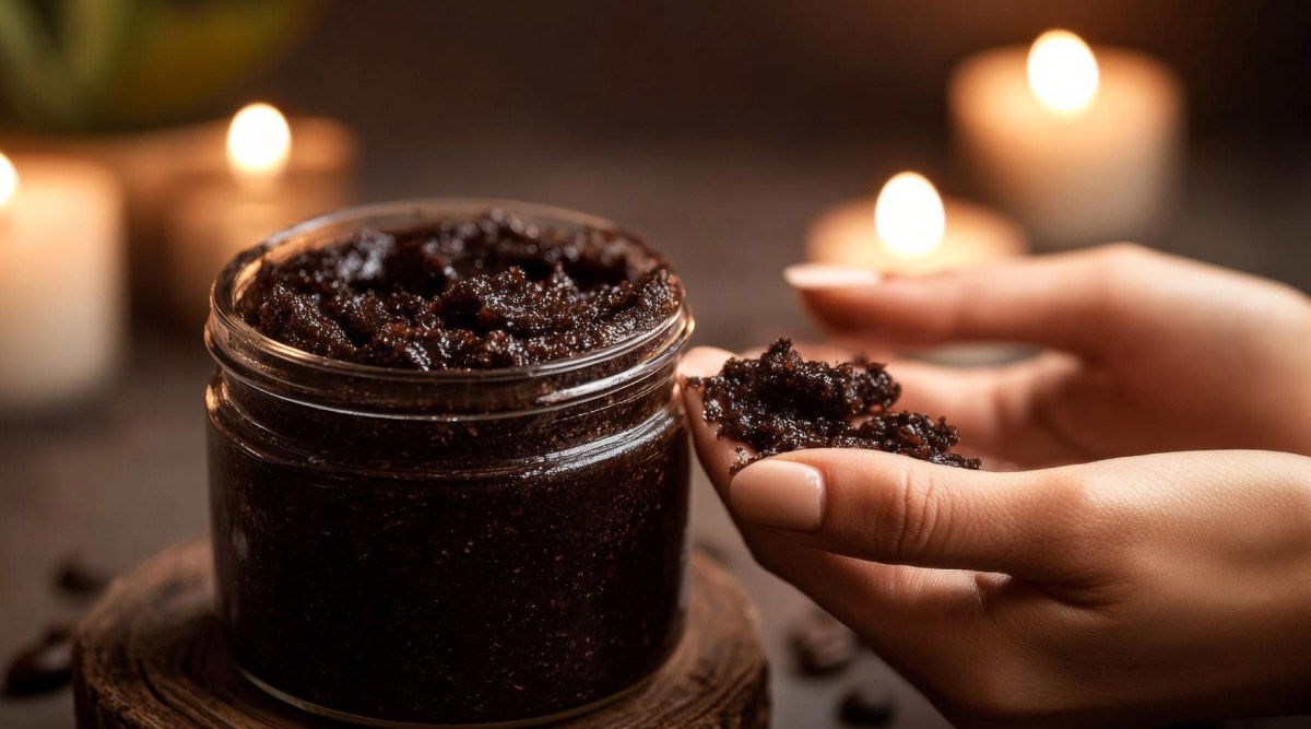 руки тримають кавову гущу