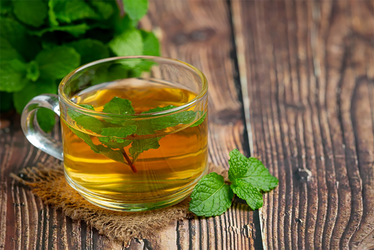 ілюстрація м'ятного чаю у скляній чашці