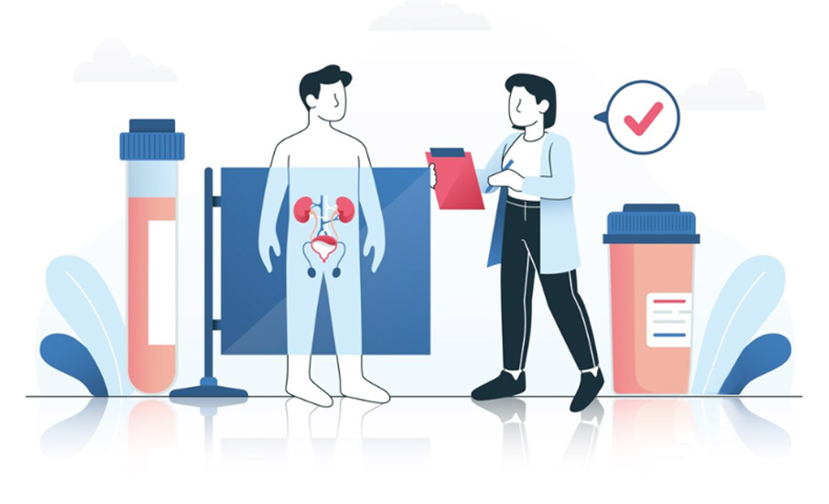 ілюстративне зображення людини, яка прийшла на прийом до лікаря для консультації з приводу чоловічого здоров'я