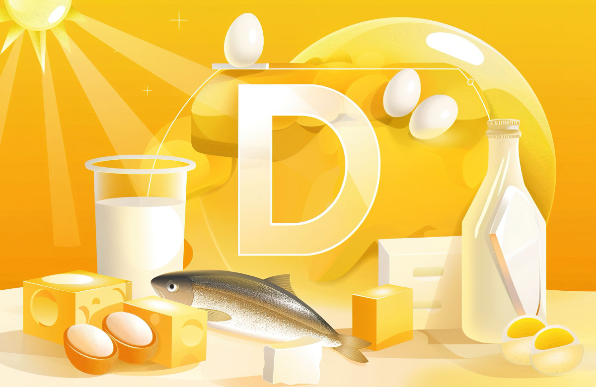 ілюстративне зображення продуктів, багатих на вітамін Д