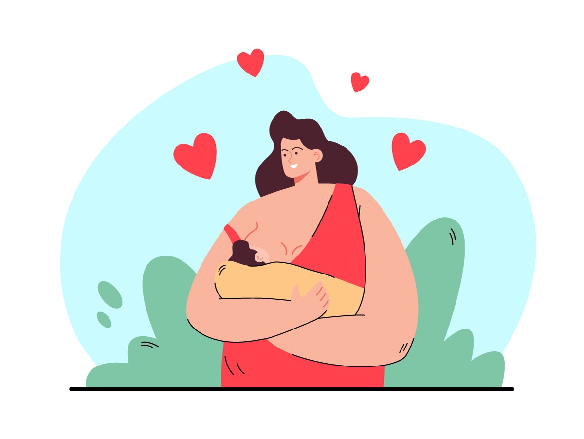 векторне зображення жінки, яка годує своє немовля грудьми