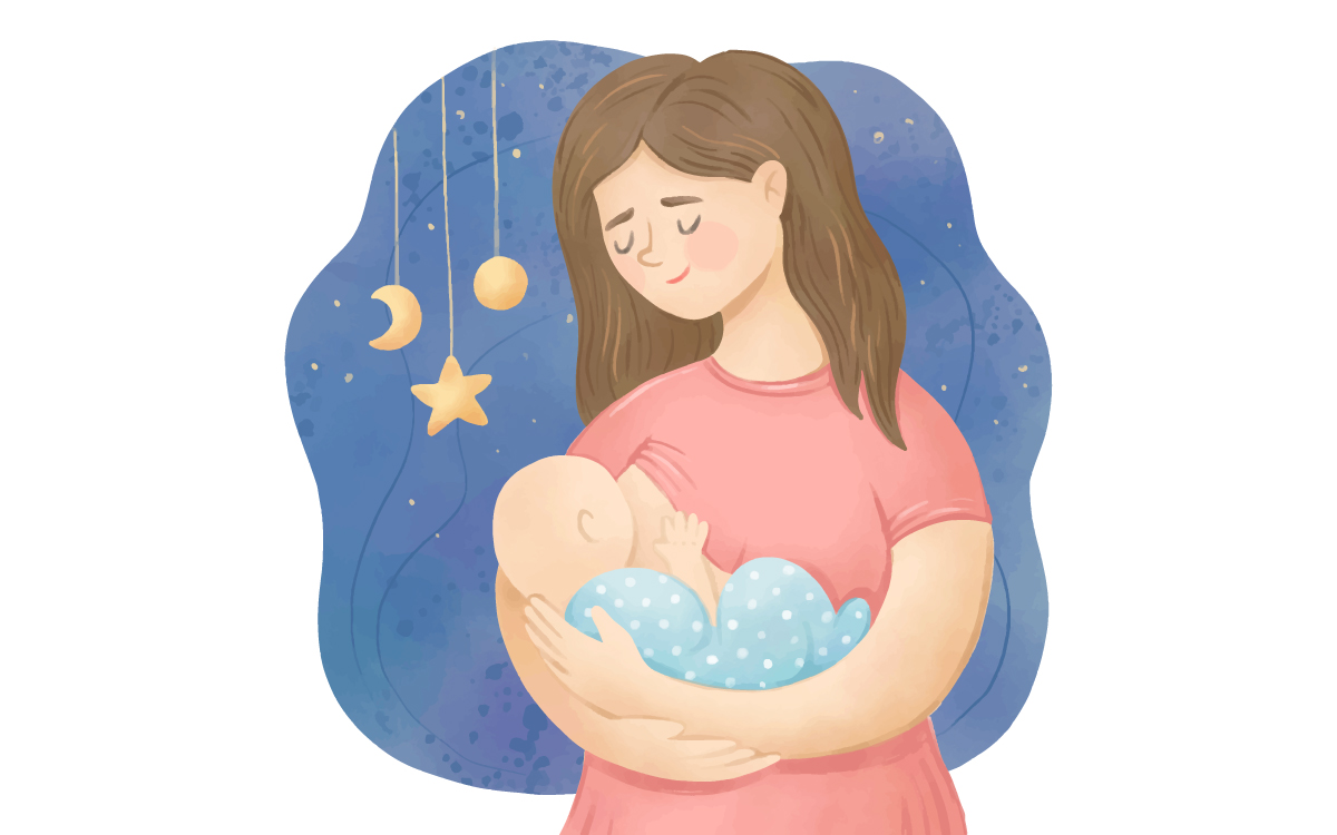 картинка, на якій зображена мати, що годує дитину груддю