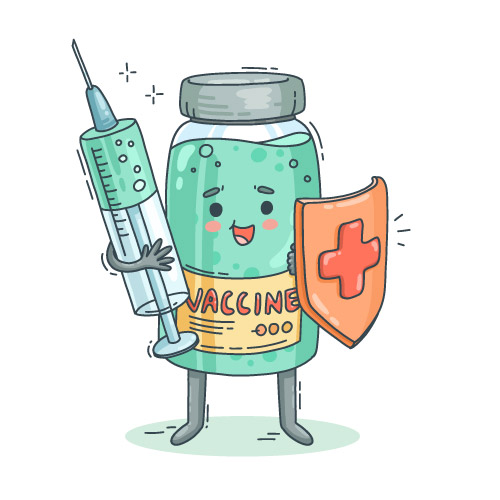 мальоване гумористичне зображення вакцини