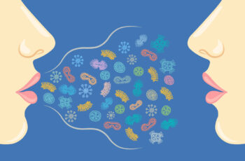 мальоване умовне зображення передачі вірусів та бактерій повітряно-крапельним шляхом
