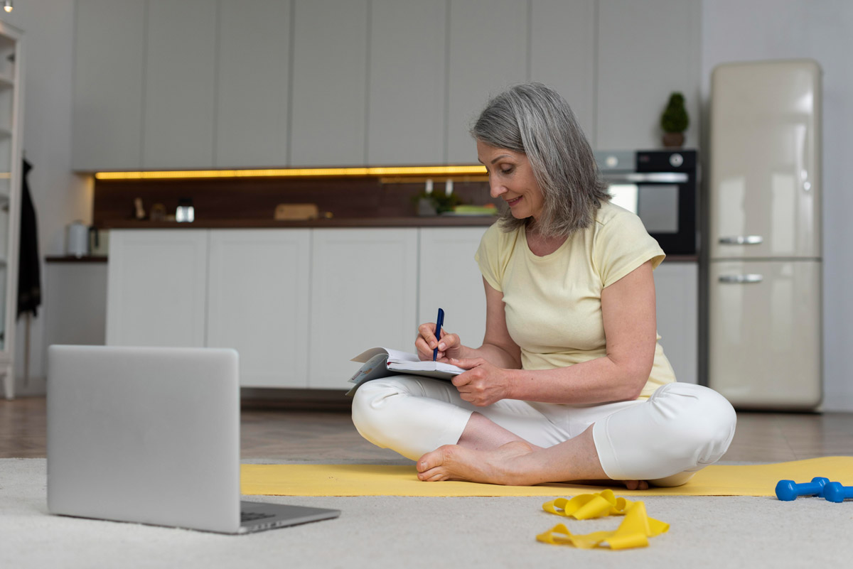 жінка вдома виконує вправи