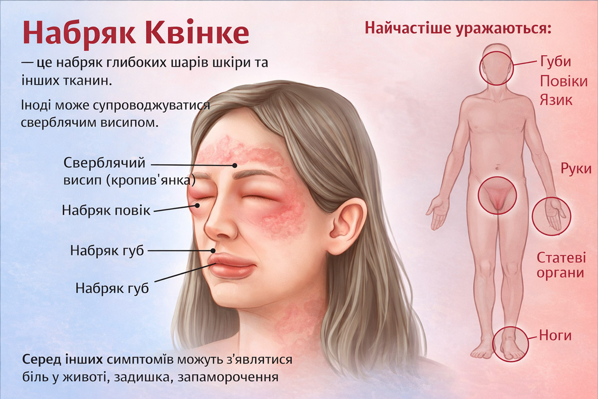 схема симптомів набряку Квінке